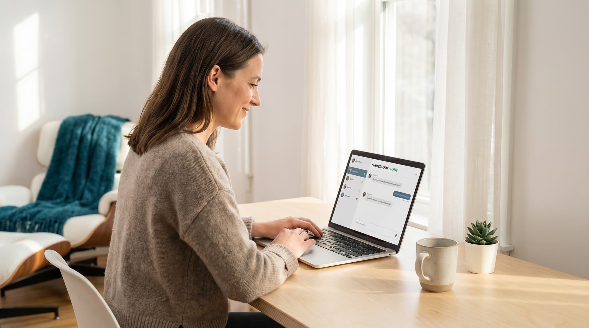 Business owner managing operations from home office