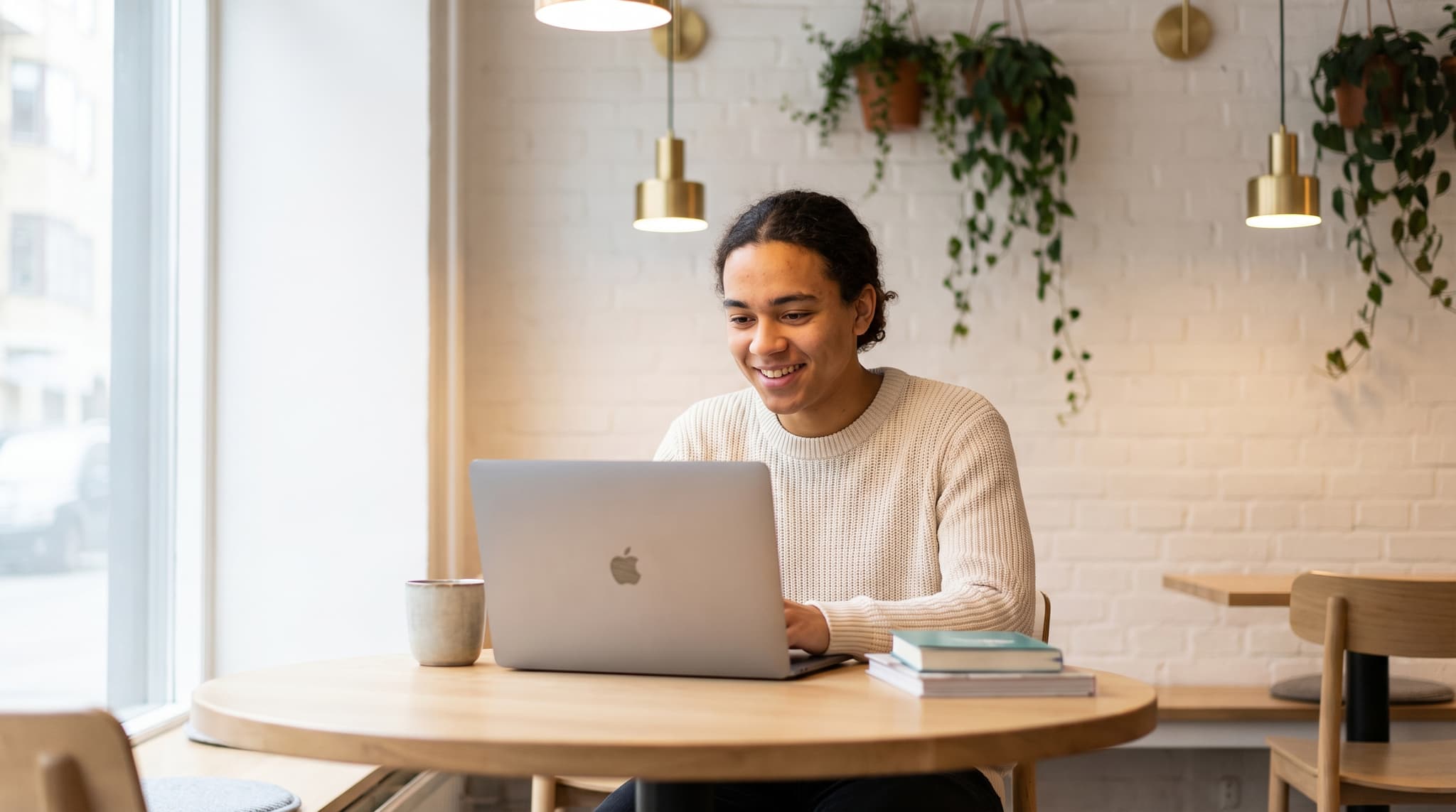 Person browsing website with chat widget