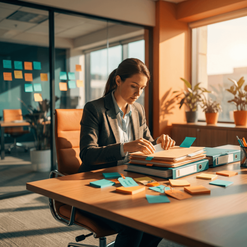 Operations manager reviewing customer pipeline while AI handles inbound calls