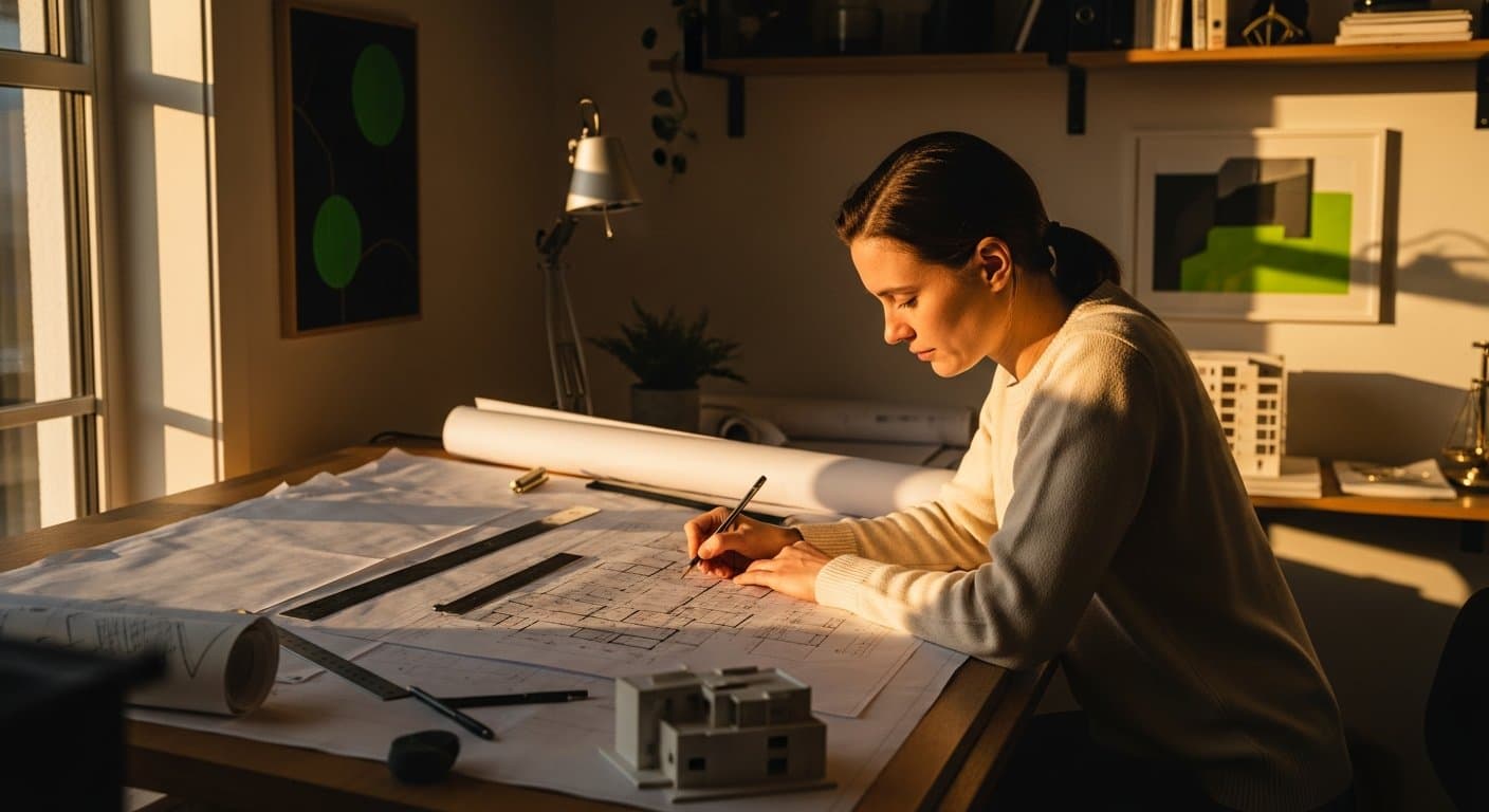 Scandinavian construction project manager at work